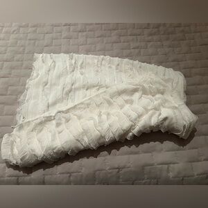 Elegant White Ruffled Baby Swaddle Blanket